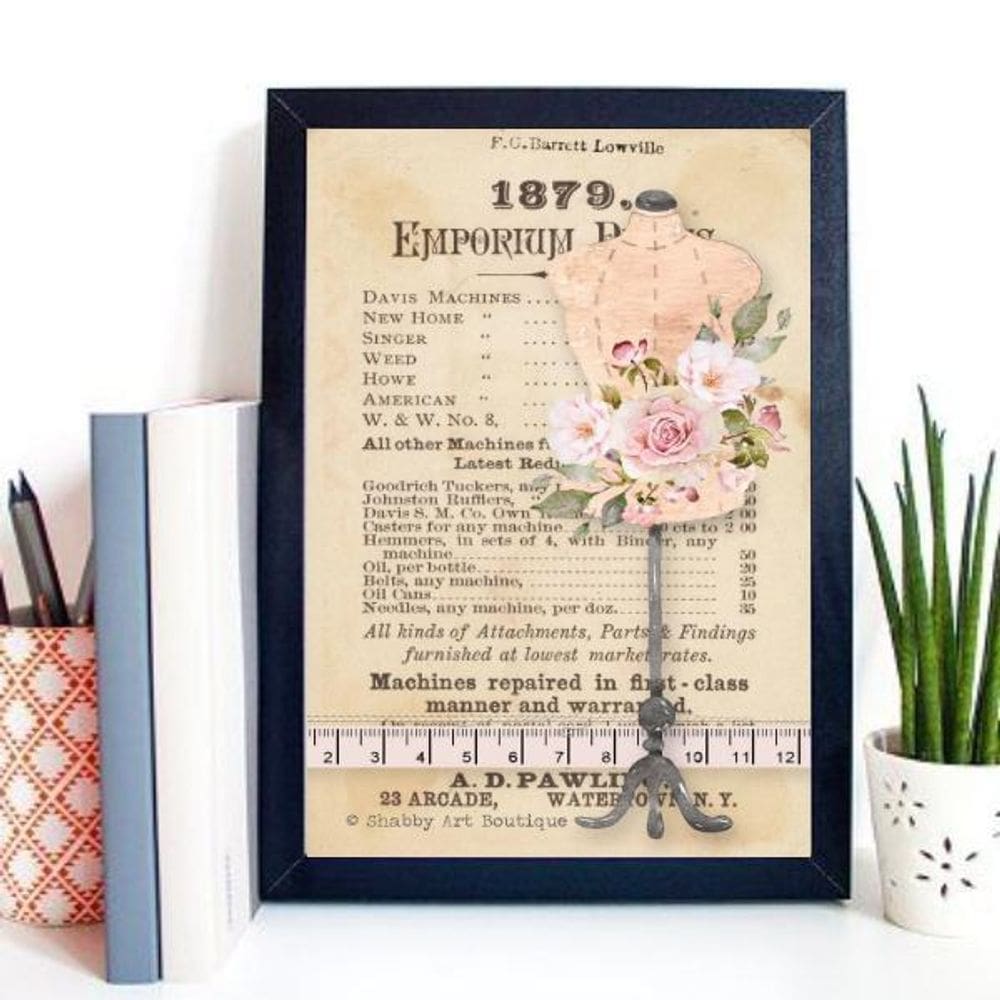 Quadro Retrô Para Atelier De Costura 24X18Cm - Com Vidro