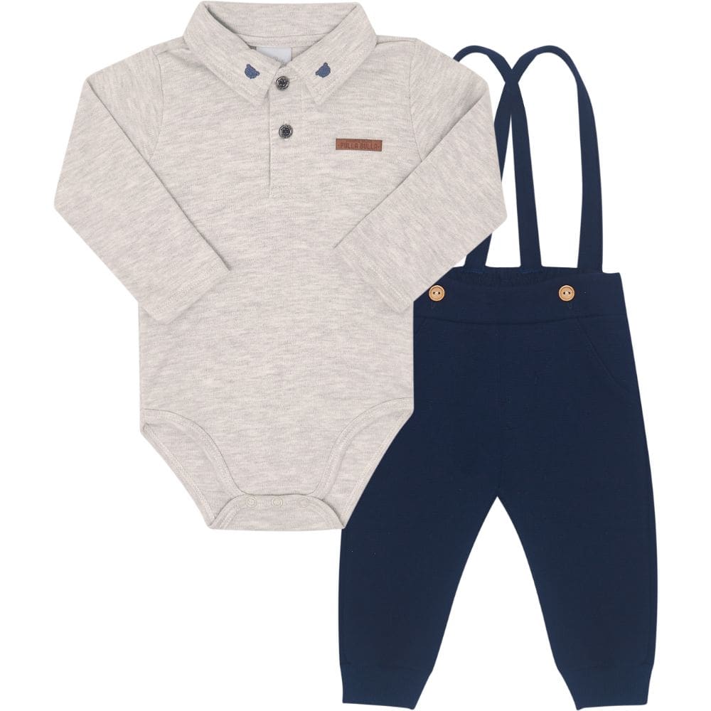 Conjunto Bebê Body Jardineira Menino Pulla Bulla Ref. 50175