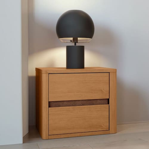 imagem-Mesa de Cabeceira Leder 2 Gavetas Amêndoa Clean - Móveis Lopas - Marrom
