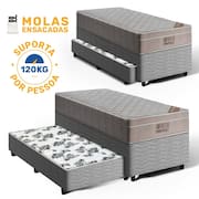 Cama Box Bicama com Colchão de Molas Ensacadas Ortobom AirTech SpringPocket + Auxiliar de Molas Unique Solteiro 88cm