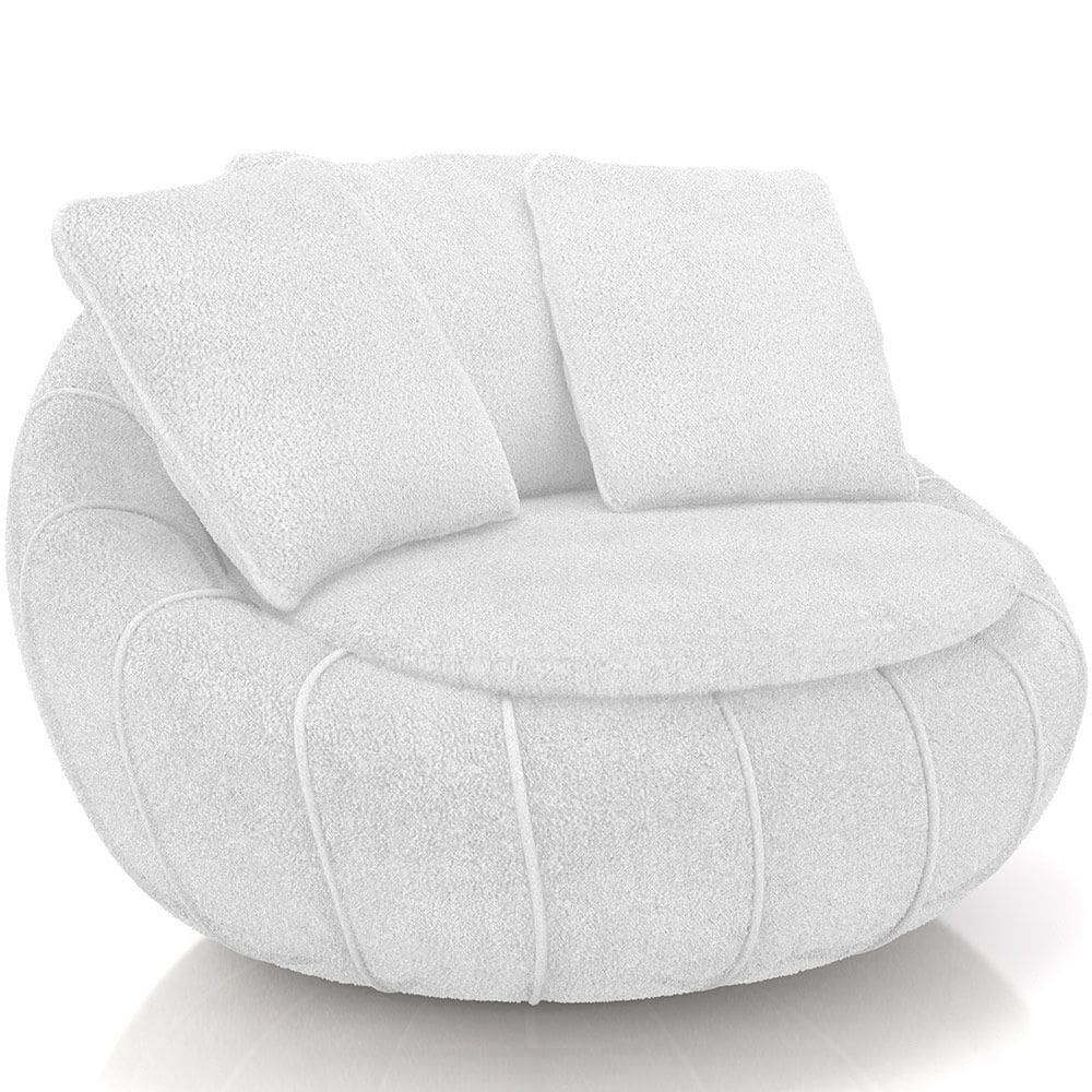 Poltrona Giratória Para Sala de Estar Decorativa Kira M03 Bouclê Branco - Lyam Decor