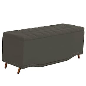 Calçadeira Baú Casal Estofada Maitê Veludo Cor Tabaco