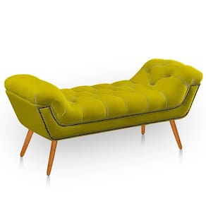 Recamier Estofada Casal Ayla Veludo Cor Amarelo