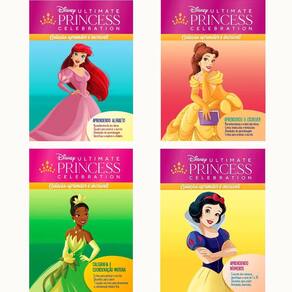Kit 04 Livros Coleção Aprender É Incrível Princesas Disney Aprendendo Escrever, Caligrafia, Alfabeto e Números