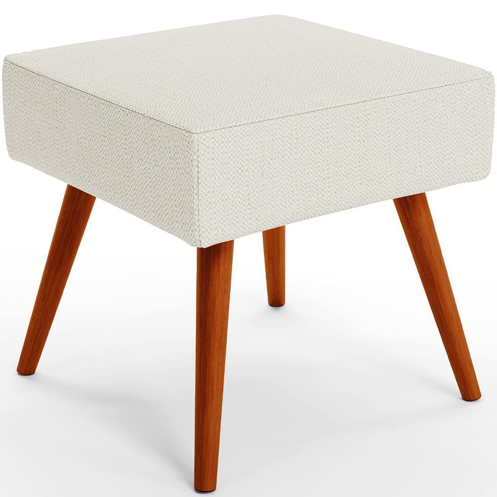Puff Banqueta Decorativa Com Pés Palito Lívia W01 Linho Champagne - Lyam Decor