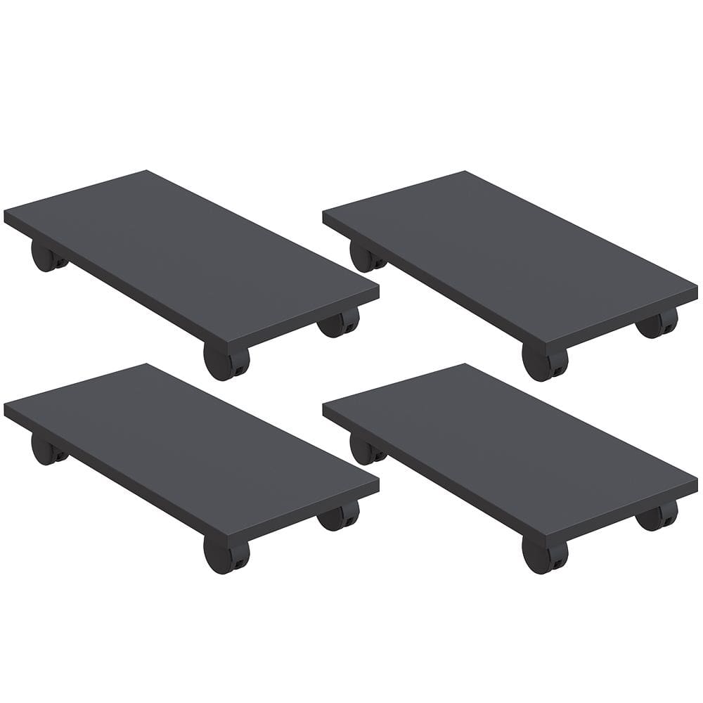 Kit 04 Suportes Para Cpu Com Rodízios Cyber L03 Preto - Lyam Decor