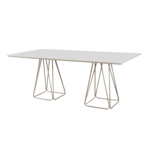 Mesa de Jantar com Vidro Base em Aço - Milão - CM Decor