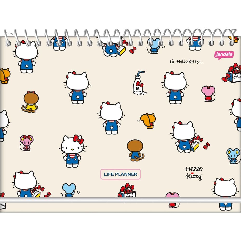 Agenda Espiral Life Planner Hello Kitty Bege 104 Folhas