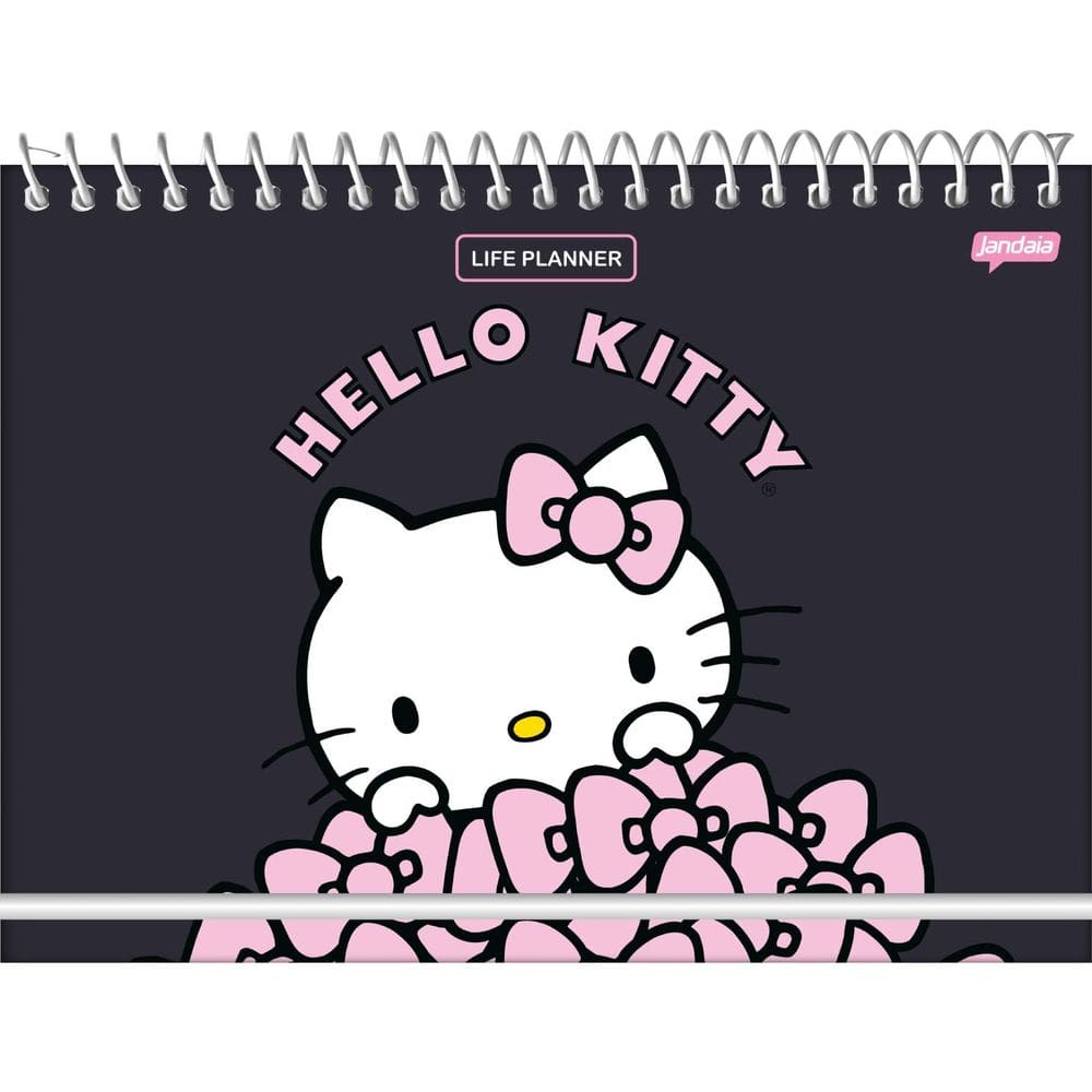 Agenda Espiral Life Planner Hello Kitty Preta 104 Folhas