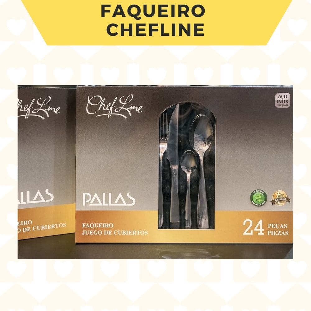 Kit Talheres Chefline Inox Luxo Colheres/Facas/Garfos 24 Peças