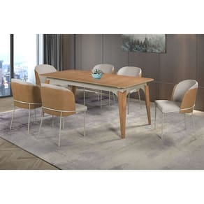 Sala de Jantar Madeira Maciça 6 Cadeiras 1,60x0,90m - Vitória - CM Decor