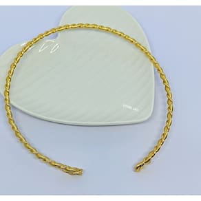 Colar Choker Feminino Elo Aro Rigido Torcido Grosso Folheado a Ouro Dourado Prata Luxo Lançamento 2024 Tendência Moda
