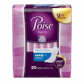 Almofada de controle da bexiga Poise 10,9 polegadas de comprimento Núcleo de poliacrilato de absorção moderada Fema adulto regular 20 unidades da Pois