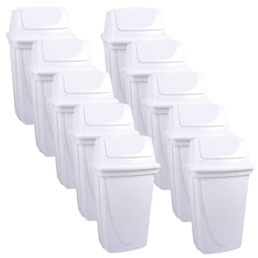 Lixeira basculante 7,2 litros branca com 10 unidades Plasutil ref.4744