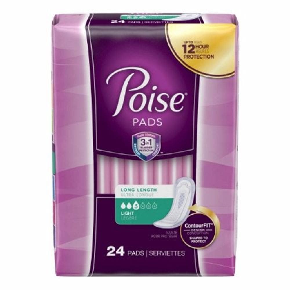 Almofada de controle da bexiga Poise Long Length Absorvência de luz Abs-Loc Core Tamanho único para a maioria dos adultos Fe Case de 96 por Kimberly C