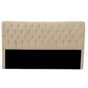 Cabeceira Casal Queen Estofada Para Cama Box Glass Veludo Cor Bege