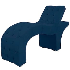 Maca Estofada Capitone Reclinável Julia Para Estetica Facial Sombrancelha E Cílios Suede Cor Azul Marinho