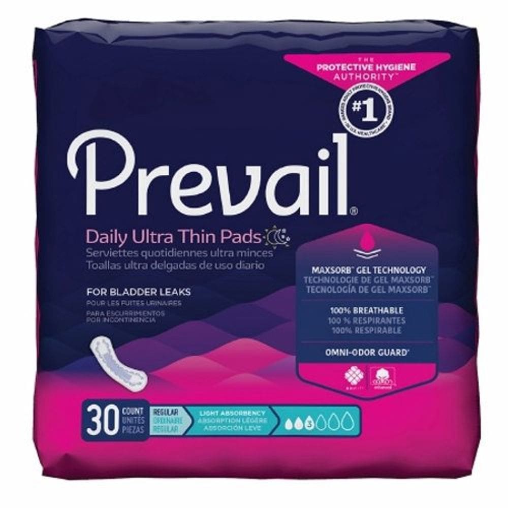 Almofada de controle da bexiga prevalecem diariamente Pads 9-1/4 Polegadas Leve Absorvente Polymer Core Um Tamanho Se Encaixa Na Maioria dos 30 Sacos