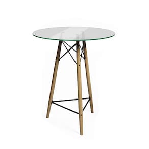 Mesa Eames Eiffel Bistrô de Madeira 60cm Vidro