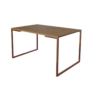 Mesa de Jantar Industrial Base Ferro Cobre Tampo 137x90 Amêndoa