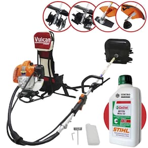Roçadeira Costal Com ÓLEO STIHL VRC430 Vulcan Multifunções de Corte C/ Faca 2 Pontas e Cabeçote Nylon + Enxada Capinadeira e Enxada Cultivadora