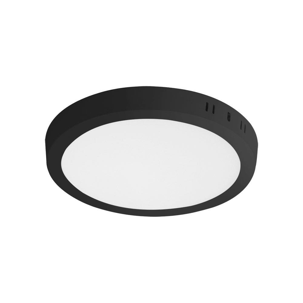 Painel de Led Redondo Sobrepor 12W Preto Bivolt Taschibra 3000K Luz Quente
