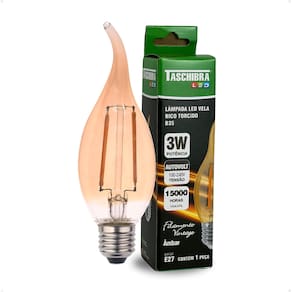 Lâmpada Led Filamento Vela Bico Torcido B35 Âmbar E27 Taschibra Bivolt