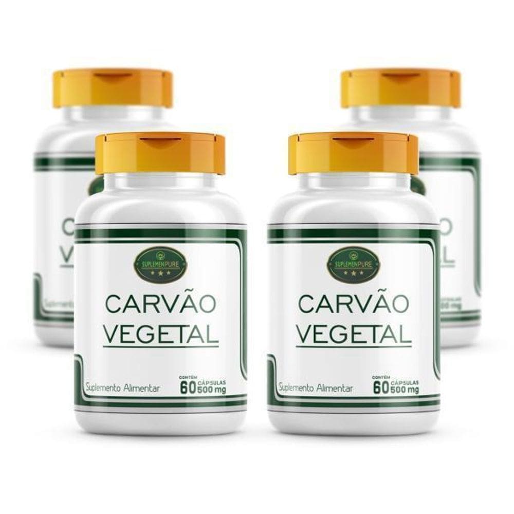 Carvão Vegetal Ativado Puro 100% Absorção 240 Cáps Sem Sabor