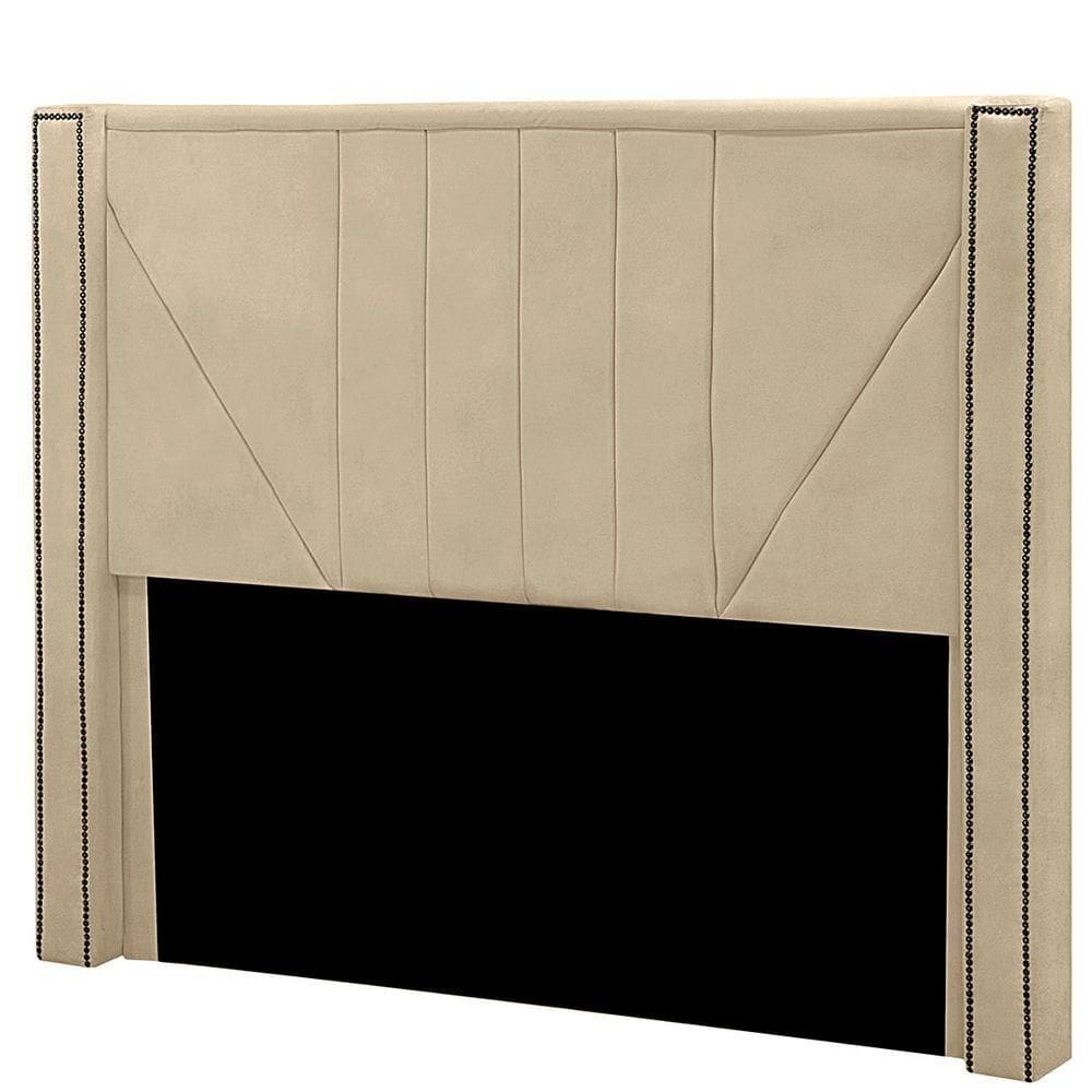 Cabeceira Casal Queen Estofada Para Cama Box Toronto Veludo Cor Bege