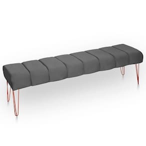 Recamier Estofada Casal King Size Luxo Veludo Cinza Escuro