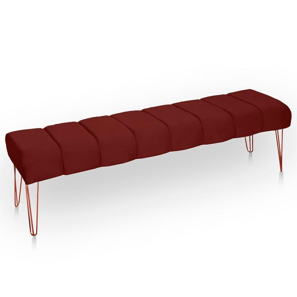 Recamier Estofada Casal King Size Luxo Veludo Cor Marsala