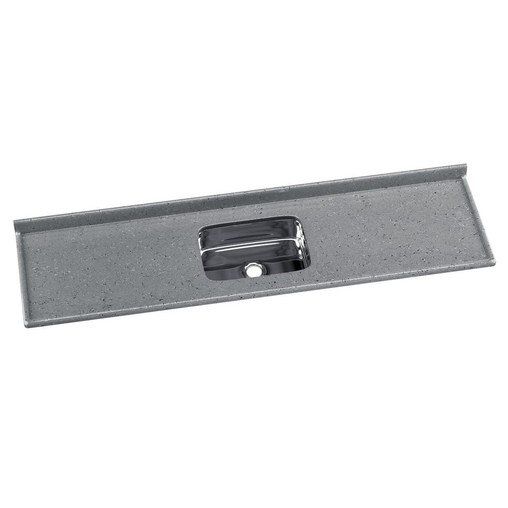 Pia Para Cozinha Em Mármore Sintético Com Cuba Em Aço Inox 199cmx55cm Cinza