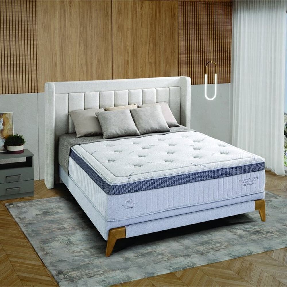 Cama Box Casal Molas Ensacadas 138x188x59cm Atenas Branco
