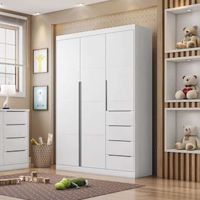 guarda-roupa infantil eloá 3 pt 4 gv branco e cinza