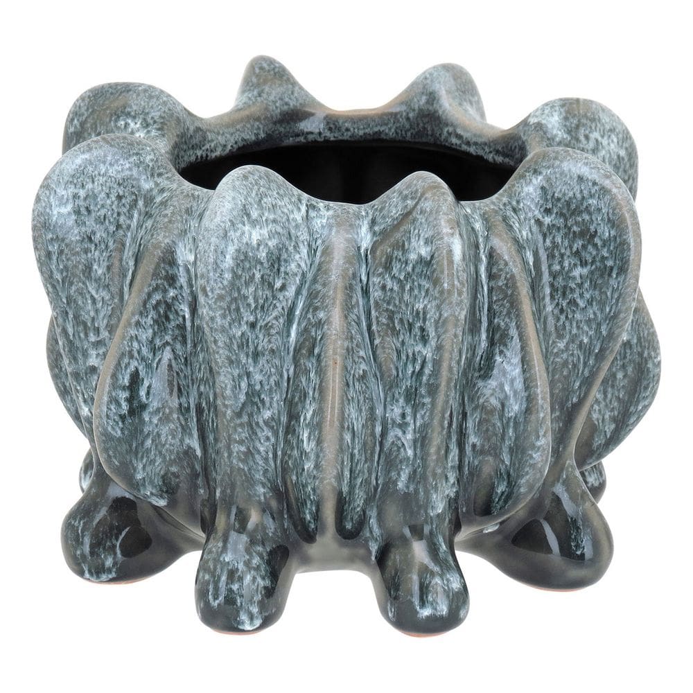 Vaso Decorativo Enfeite Casa Cerâmica 12x16x16cm Cinza