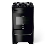 Fogão Consul 4 bocas preto com mesa de vidro e grades individuais super estáveis - CFO4VBE