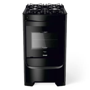 Fogão Consul 4 bocas preto com mesa de vidro e grades individuais super estáveis - CFO4VBE