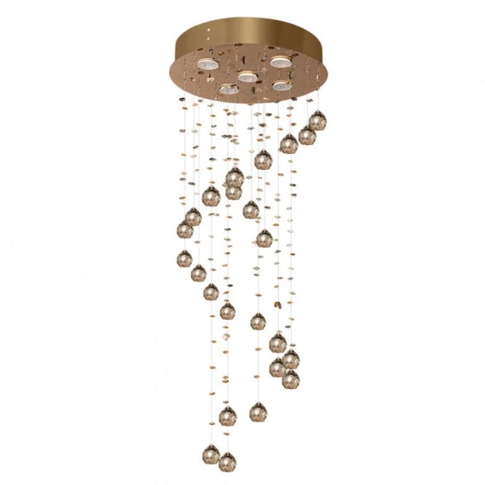 Plafon 5 Luzes Gu10 40cm Crystal Spiral Csa744005pf Bronzearte Âmbar