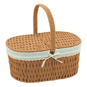 Cesta Decorativa Organizadora Piquenique Fibra 38x40x19cm