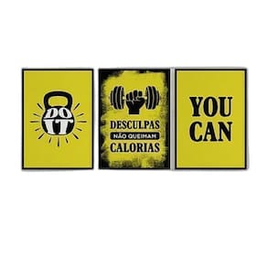 Kit 3 Quadros Treino You Can 45X34Cm - Com Vidro