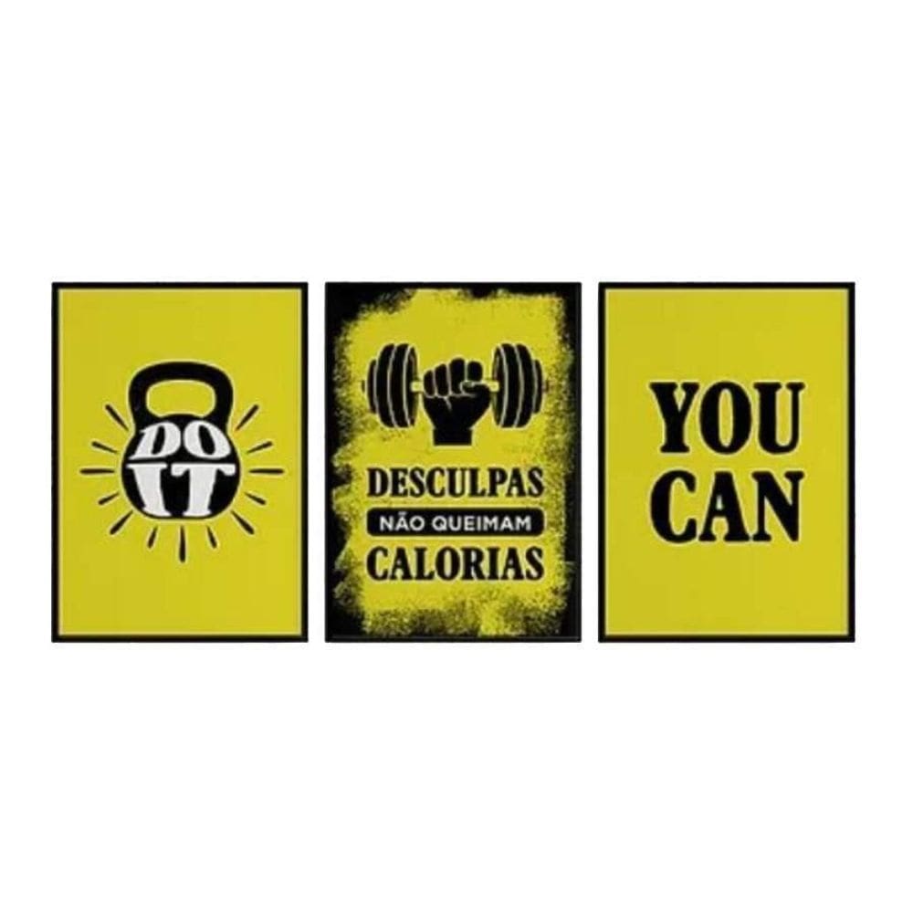 Kit 3 Quadros Treino You Can 45X34Cm