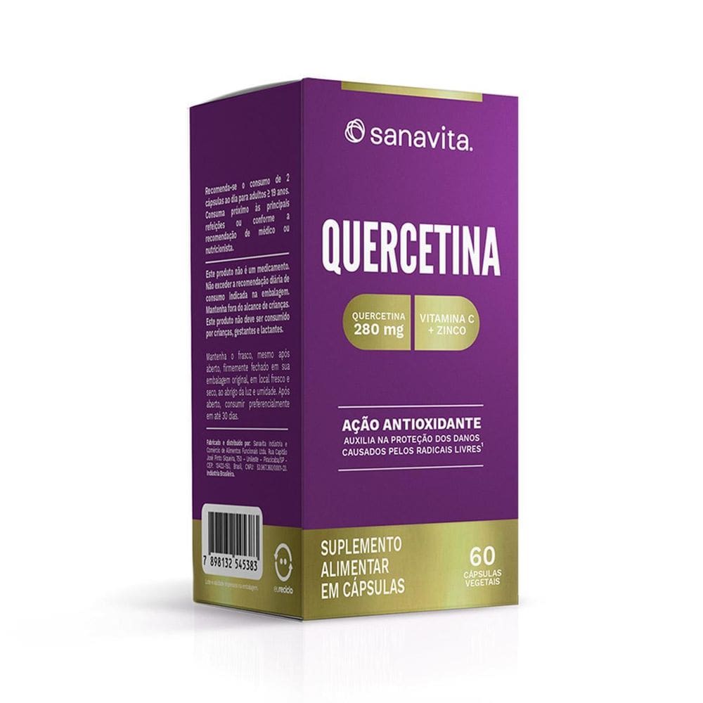 Quercetina 280 Mg Sanavita Vegano Vitamina C Zinco 60 Caps
