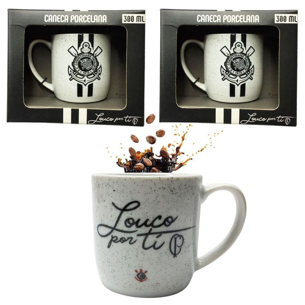 Kit 3Un Caneca Xicara Porcelana Branca Premium 300Ml Café