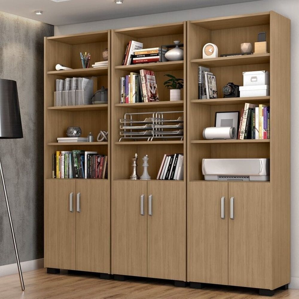Armário para Escritório Multiuso Aberto Estante Livreiro Office 6 Portas Espresso Móveis Freijó