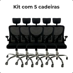 Kit Com 5 Cadeiras De Escritório Presidente Mesh Elegance