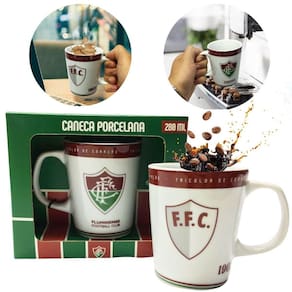 Caneca Xicara Branca Porcelana Premium 300Ml Café Fluminense