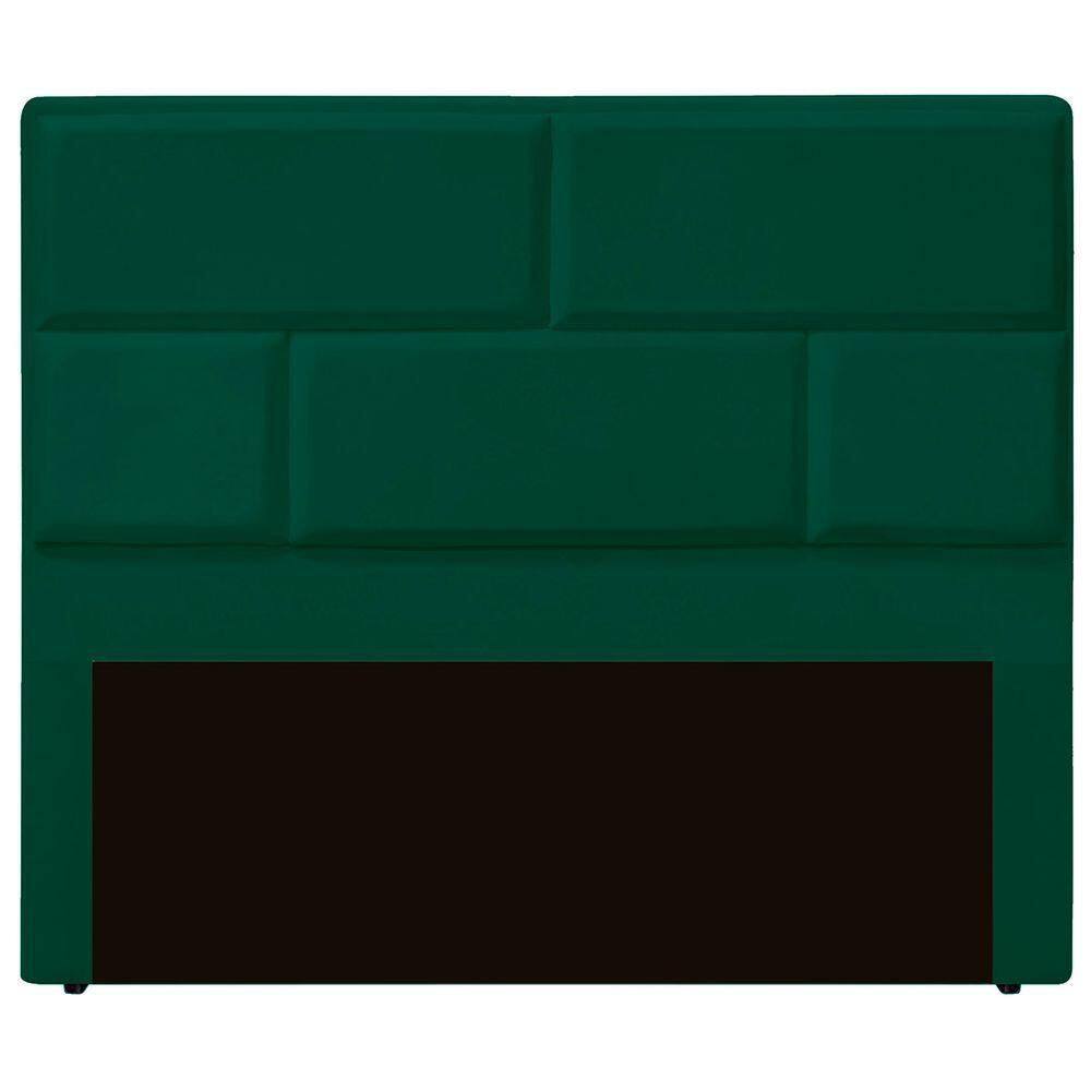 Cabeceira Casal Estofada Para Cama Box Jade Veludo Cor Verde Esmeralda