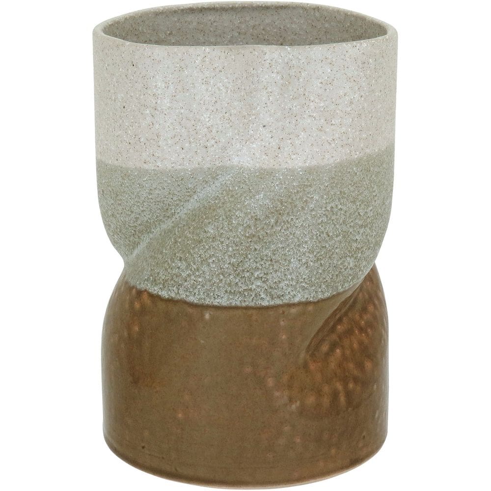Vaso Decorativo Enfeite Casa Cerâmica 21x14x14cm Marrom