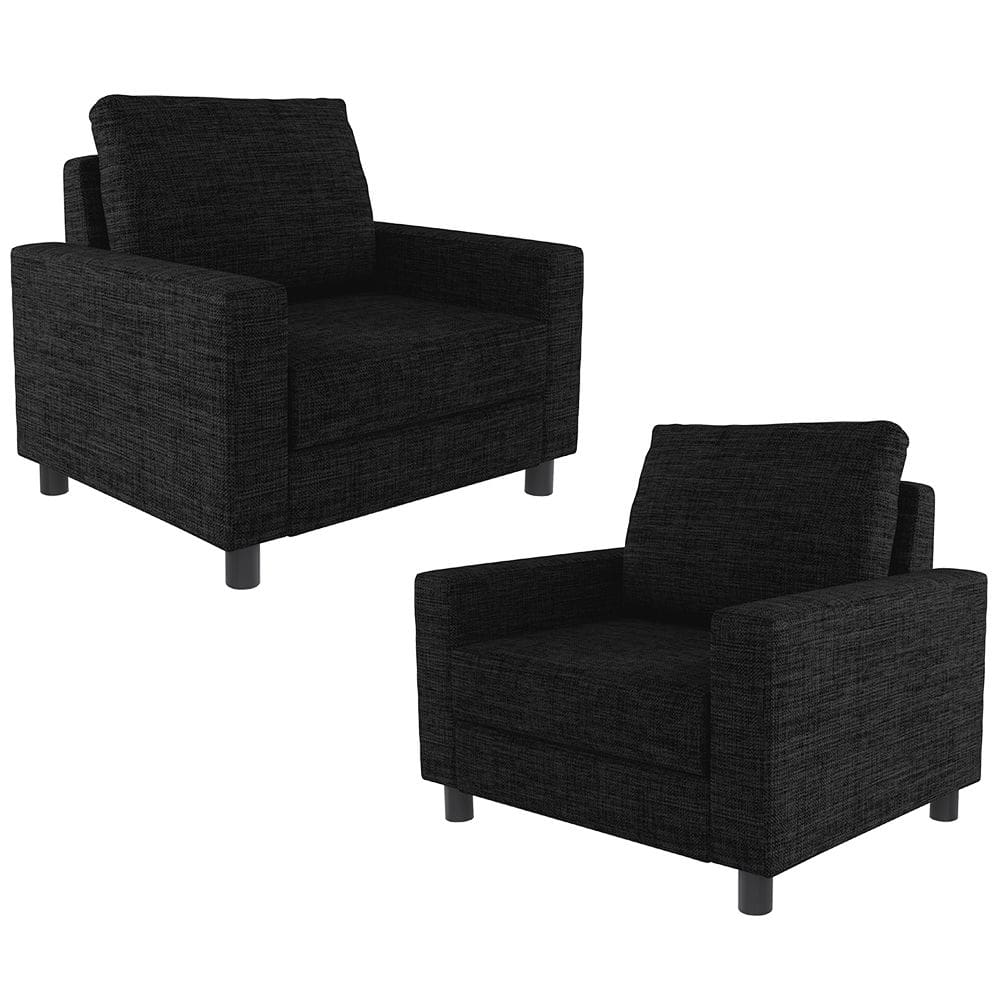Kit 02 Poltronas Decorativas Para Sala De Estar E Recepção Malta L02 Linho Chumbo - Lyam Decor