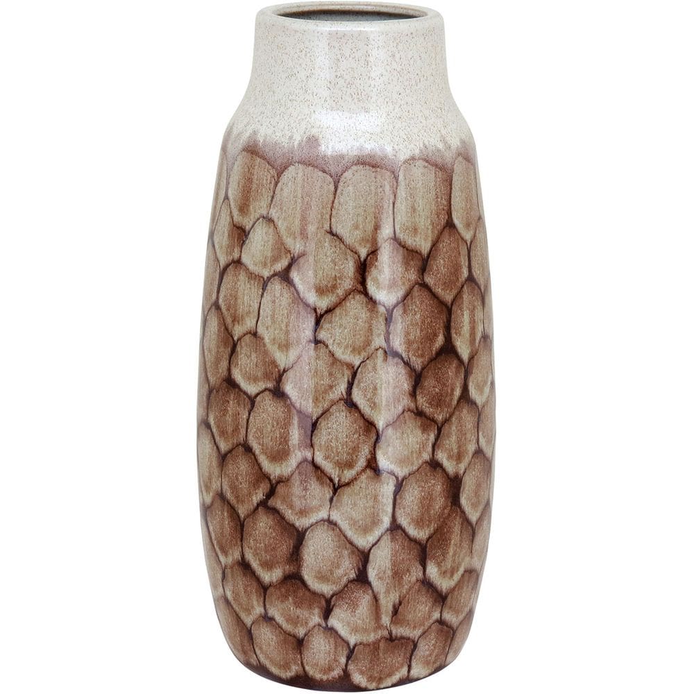Vaso Decorativo Enfeite Casa Cerâmica 35x16x16cm Marrom